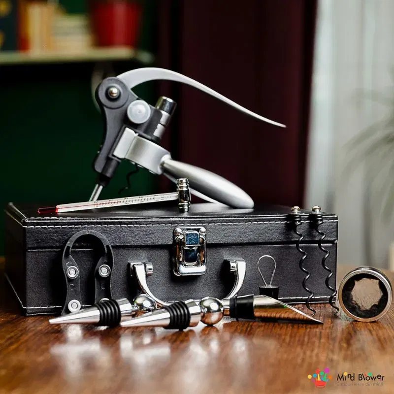 Valiza Deluxe cu accesorii de vin Premium set 9 piese [4]