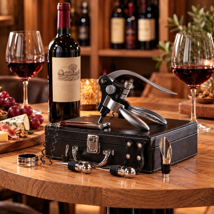 Valiza Deluxe cu accesorii de vin Premium set 9 piese [1]