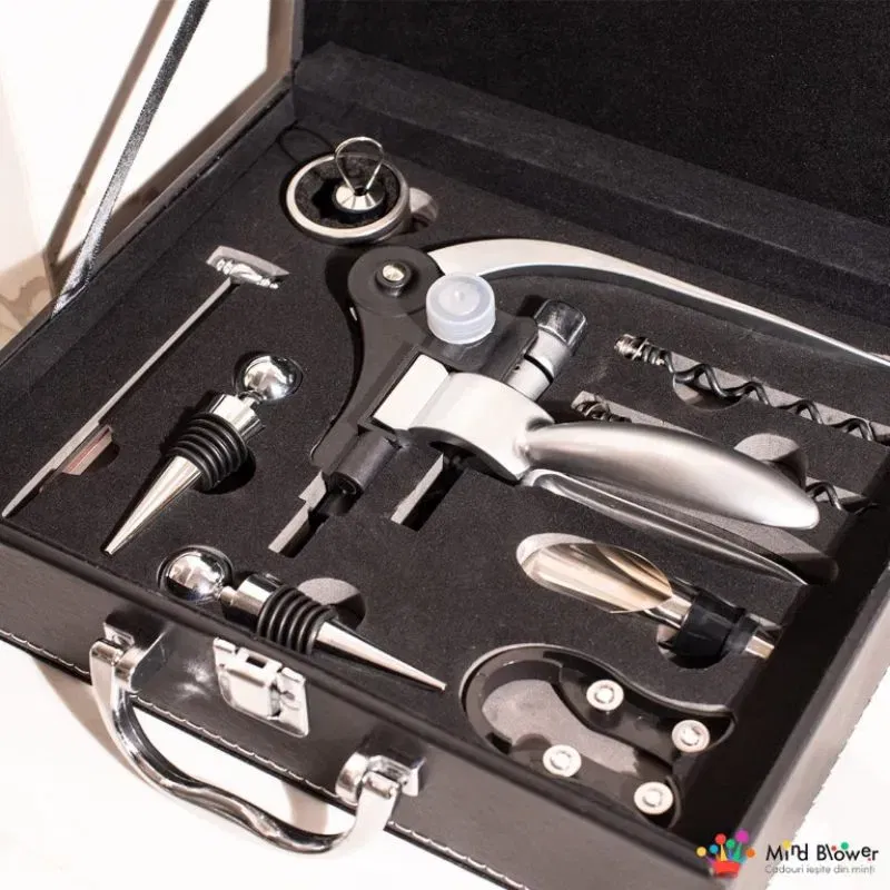 Valiza Deluxe cu accesorii de vin Premium set 9 piese [3]