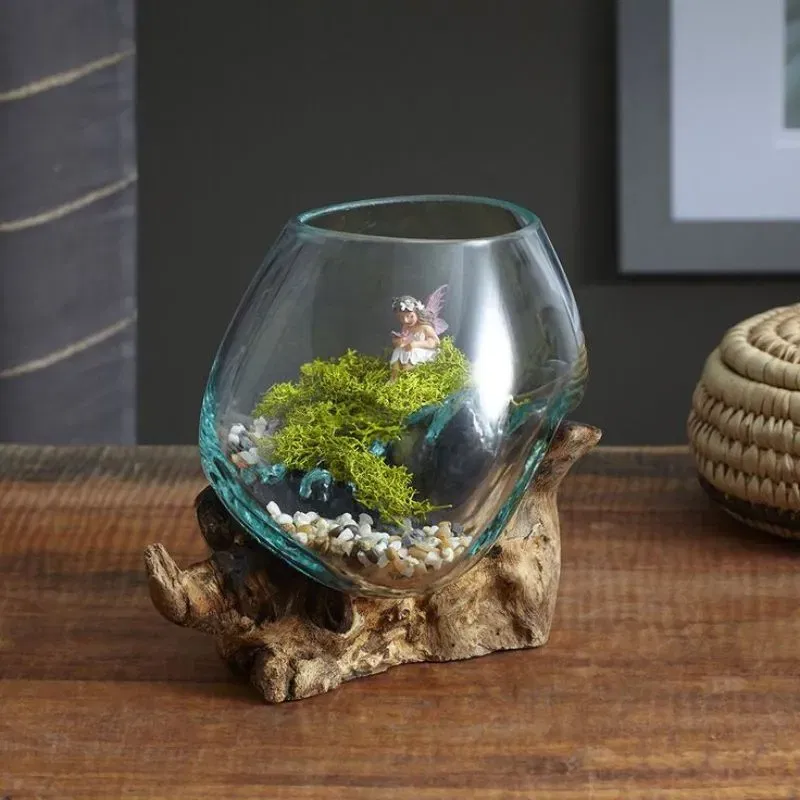 Vas Artistic din Sticla Topita pe Lemn [2]