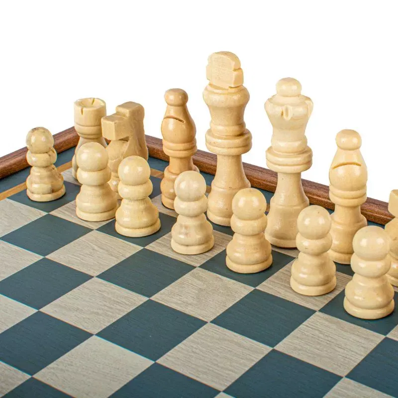 2 in 1 Joc de table si joc de sah Caseta 27x27cm Design Turquoise [3]