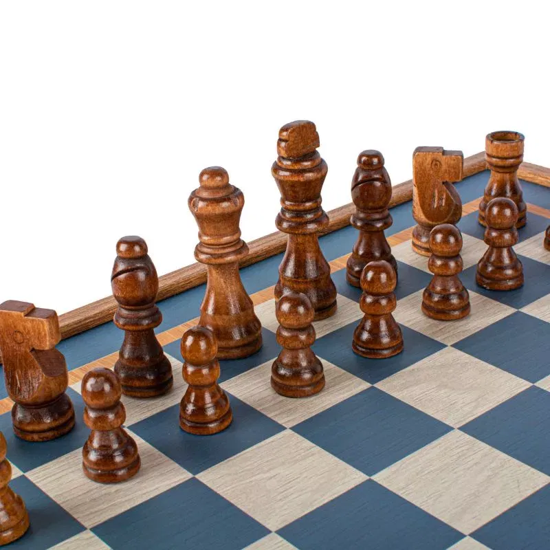 2 in 1 Joc de table si joc de sah Caseta 41x41cm Design Turquoise [3]