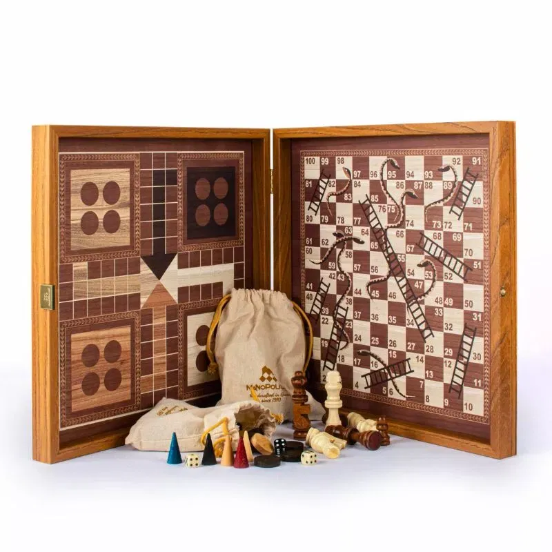4 in 1 Joc de table joc de sah Ludo si Snakes Caseta 34x34cm Design Nuc [2]