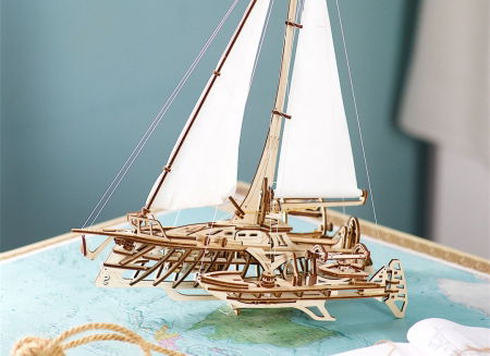 Puzzle 3D Barca Trimaran din lemn Ugears [1]