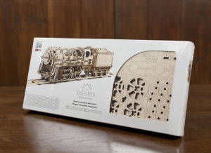 Puzzle 3D Locomotiva cu Aburi si Vagon din Lemn Ugears [28]