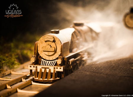 Puzzle 3D Tren V- Express cu abur din lemn Ugears [7]