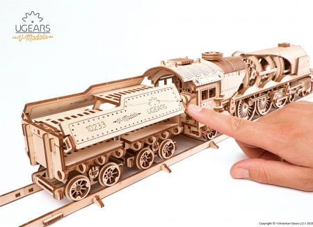 Puzzle 3D Tren V- Express cu abur din lemn Ugears [18]