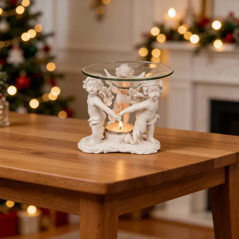 Arzator ulei divin cu ingerasi si suport sticla [1]