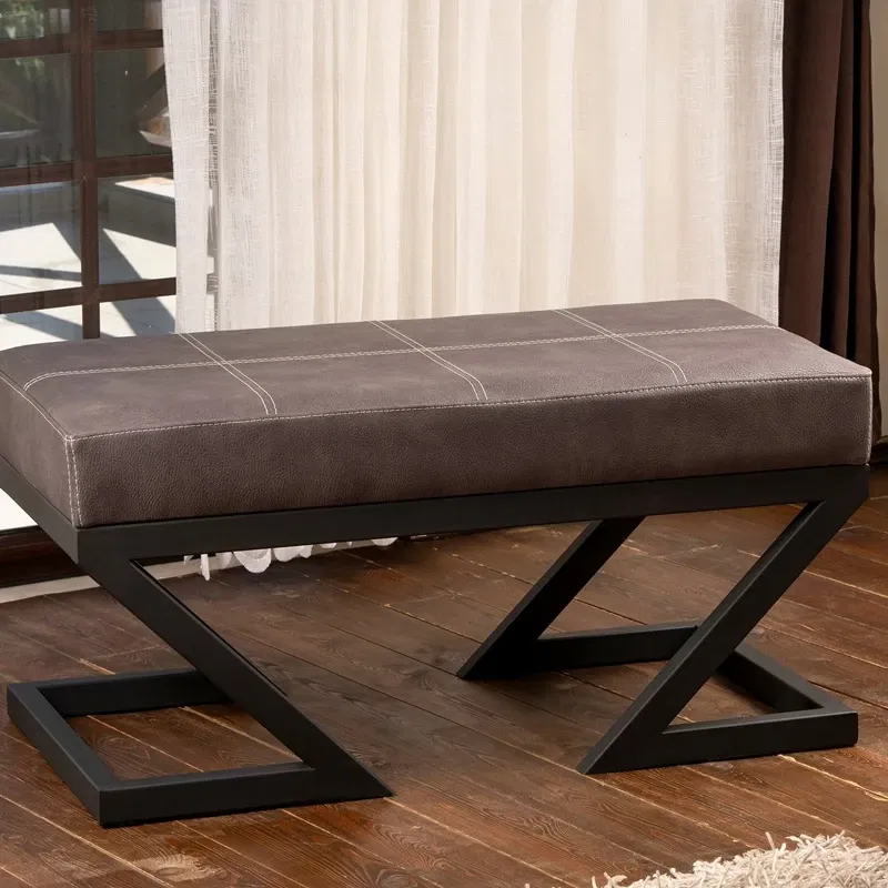 Bancheta Ago antracit, cadru metalic, tapiterie piele ecologica, design modern [0]