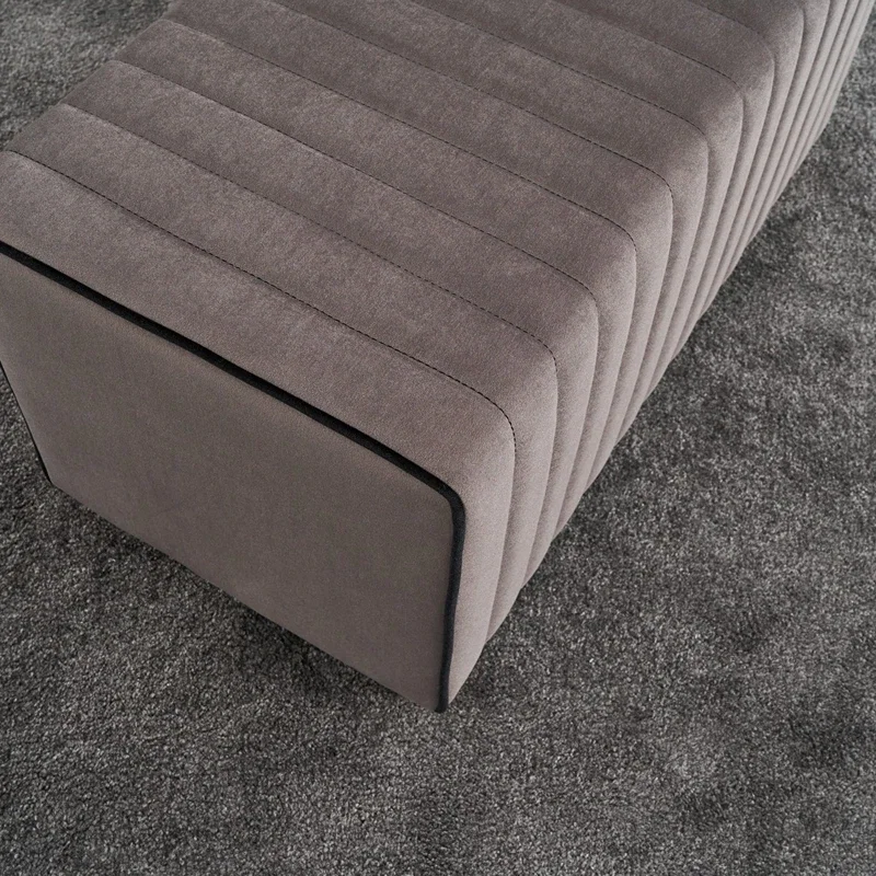 Bancheta Mabel, bej, catifea, baza din lemn, design modern [5]