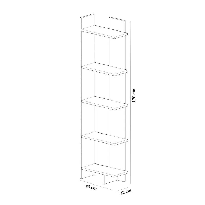 Biblioteca stejar cu spatii de depozitare, 45x170 cm [1]