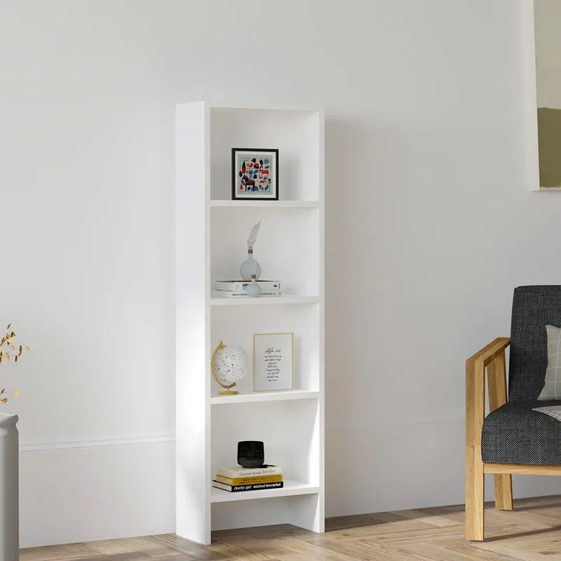 Biblioteca Barkin, alb, design minimalist, rafturi multiple, 150 cm [0]