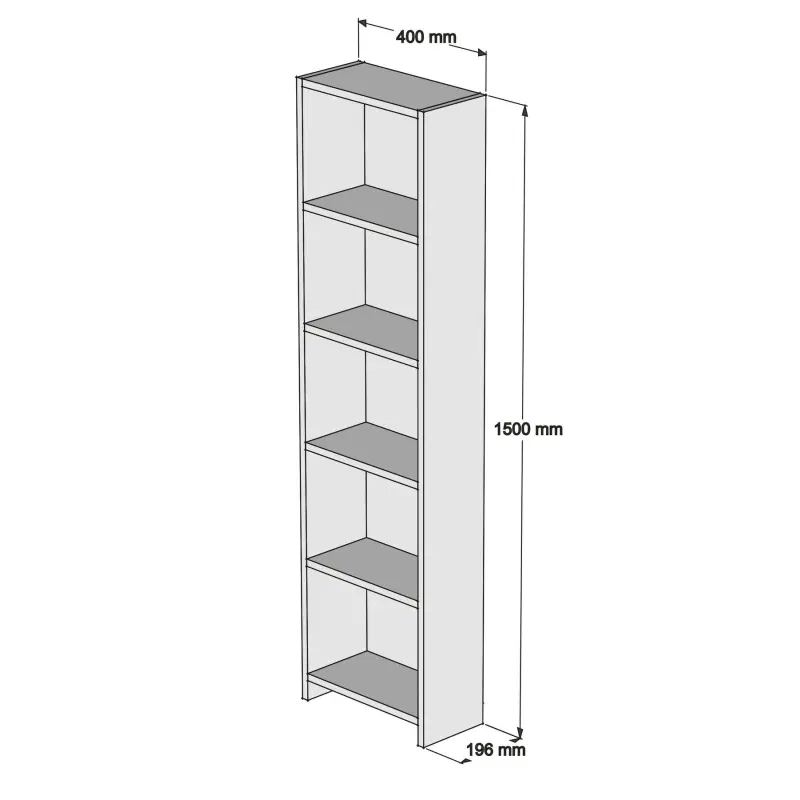 Biblioteca Barkin, alb, design minimalist, rafturi multiple, 150 cm [2]