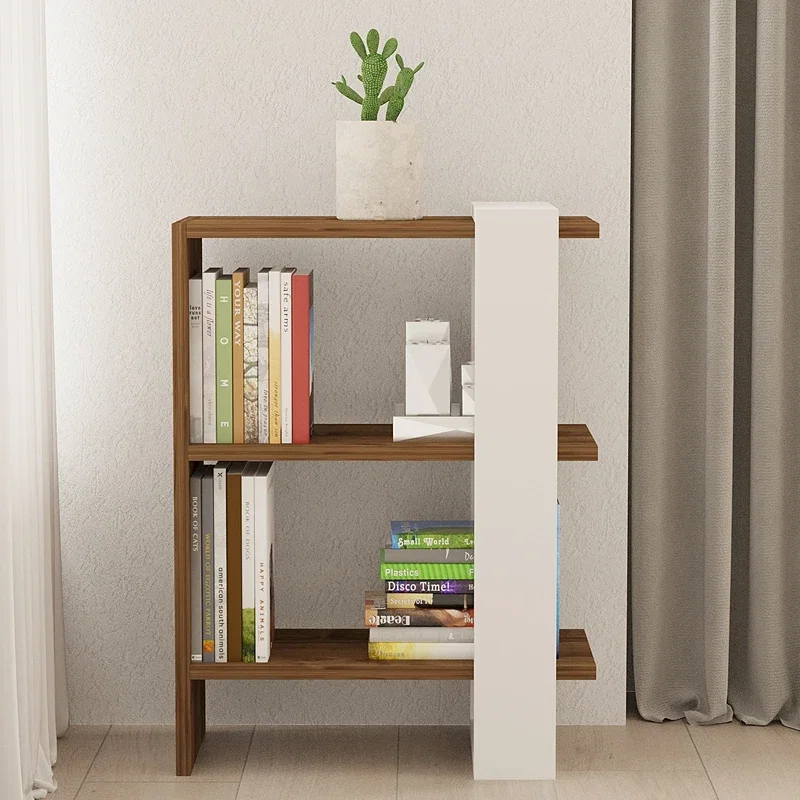 Biblioteca Gaye, design modern, nuc si alb, compartimentare deschisa, 70 cm [0]