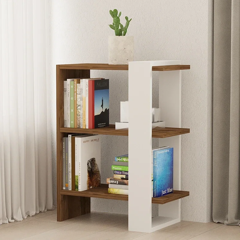 Biblioteca Gaye, design modern, nuc si alb, compartimentare deschisa, 70 cm [1]
