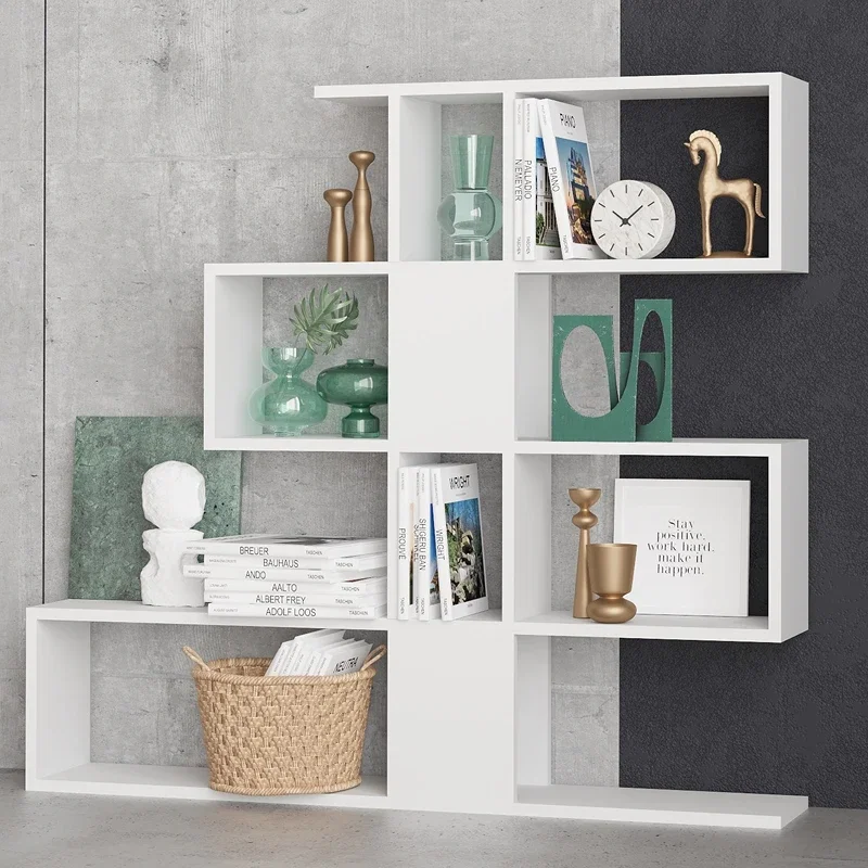 Biblioteca Karlin, alba, 120 cm, rafturi multiple, design modern [0]