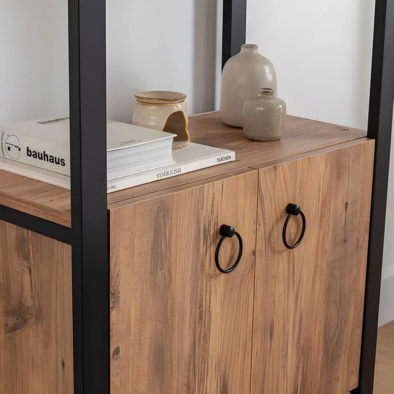 Biblioteca Milano, stil industrial, stejar atlantic si negru, cadru metalic, 160 cm [1]