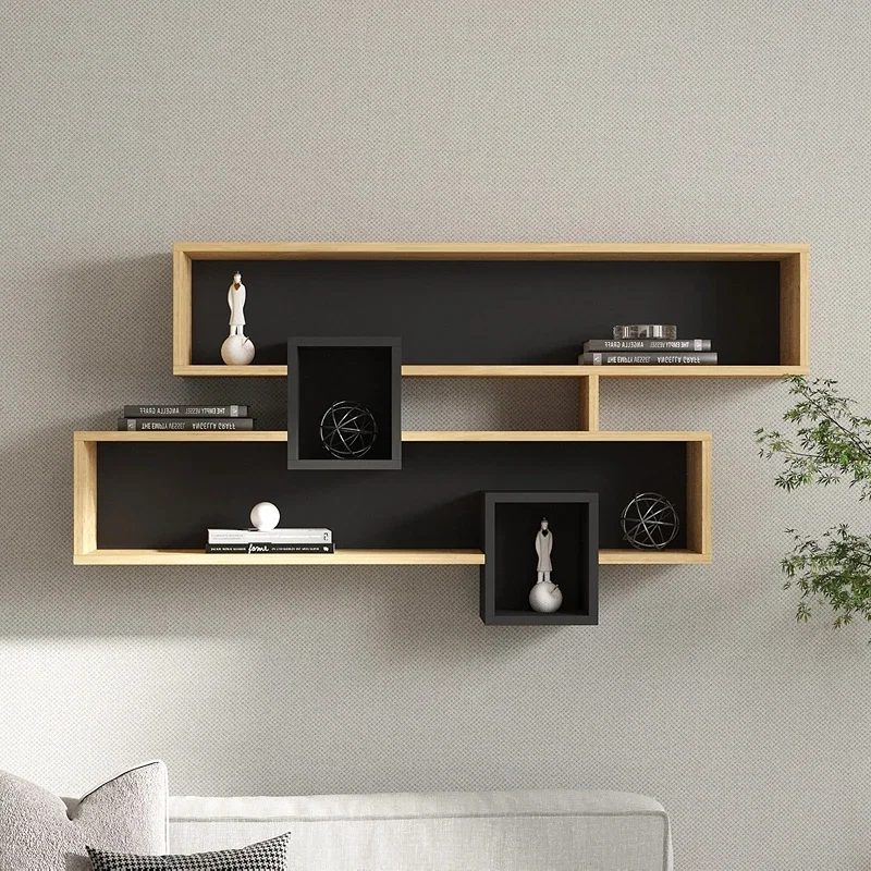 Biblioteca modulara Karen, antracit, rafturi asimetrice, 120 cm [0]