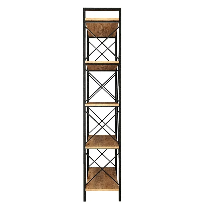 Biblioteca Nero Elit Atlantic Pin-Negru, design industrial, rafturi multiple [7]