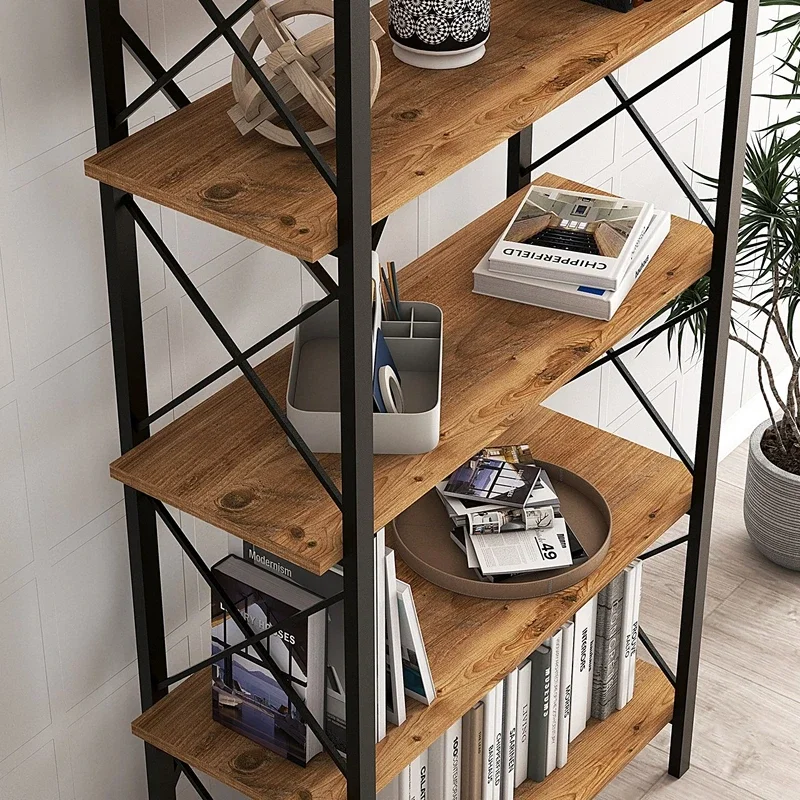 Biblioteca Nero Elit Atlantic Pin-Negru, design industrial, rafturi multiple [1]