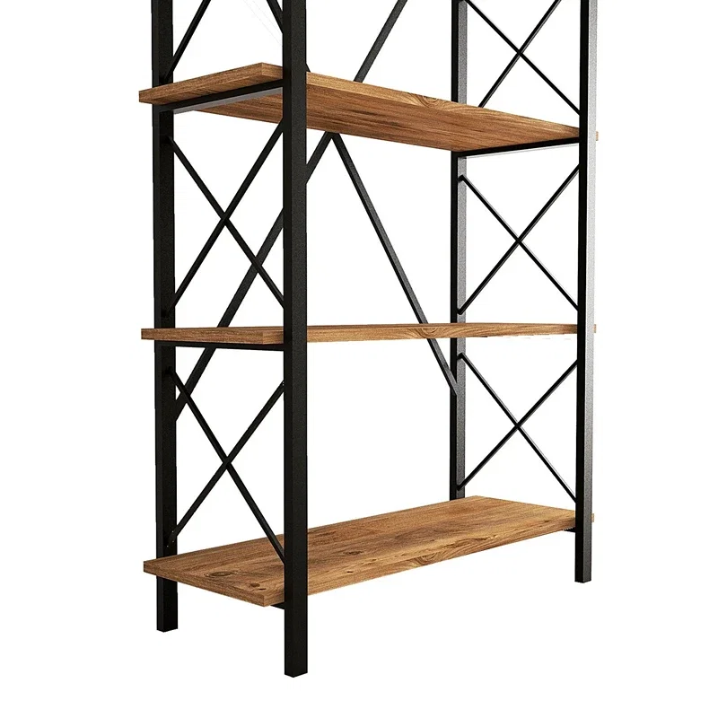 Biblioteca Nero Elit Atlantic Pin-Negru, design industrial, rafturi multiple [6]