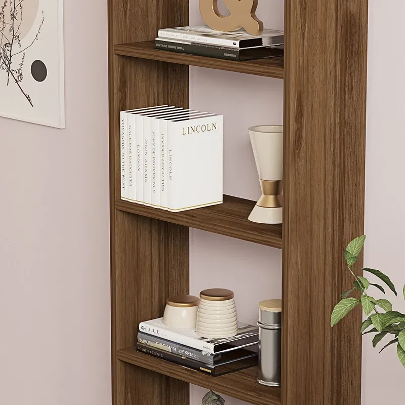 Biblioteca New, design elegant, finisaj nuc, spatii de depozitare, 160 cm [2]