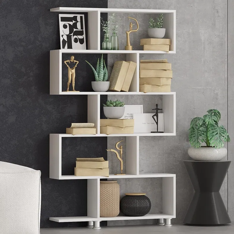 Biblioteca Nilufer alba, compartimentata, fixare pe perete [1]