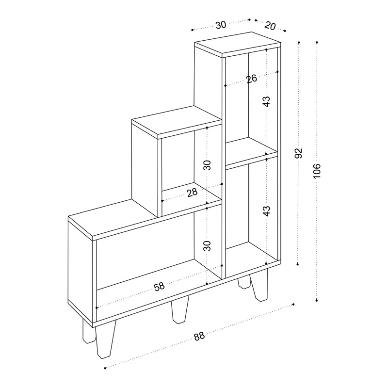 Biblioteca Nisa alba, design modern, fixare pe perete [3]