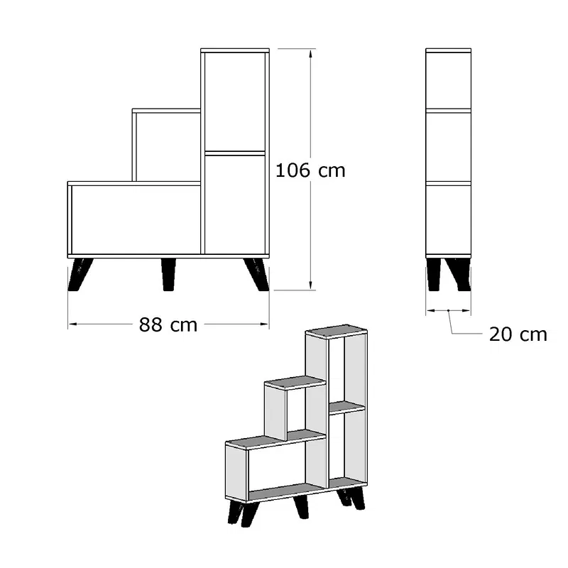 Biblioteca Nisa alba, design modern, fixare pe perete [5]