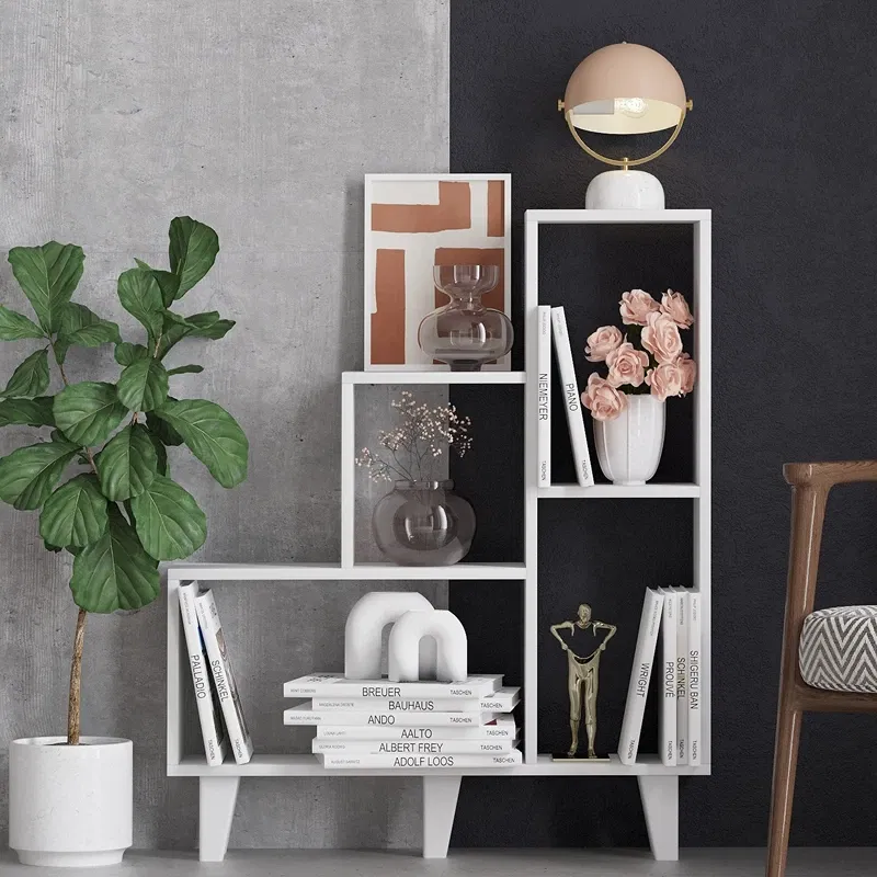 Biblioteca Nisa alba, design modern, fixare pe perete [2]