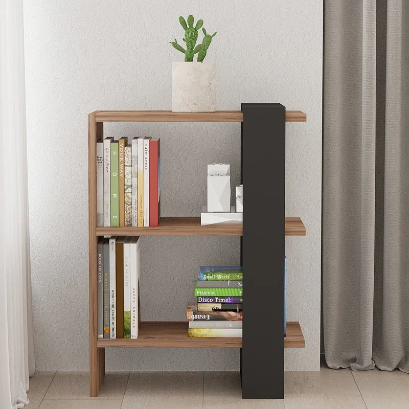 Biblioteca Ova, design modern, stejar si antracit, spatii deschise, 70 cm [0]