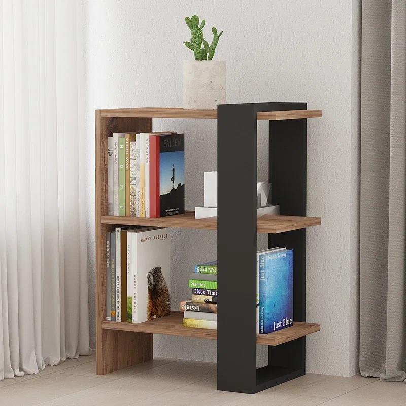 Biblioteca Ova, design modern, stejar si antracit, spatii deschise, 70 cm [1]