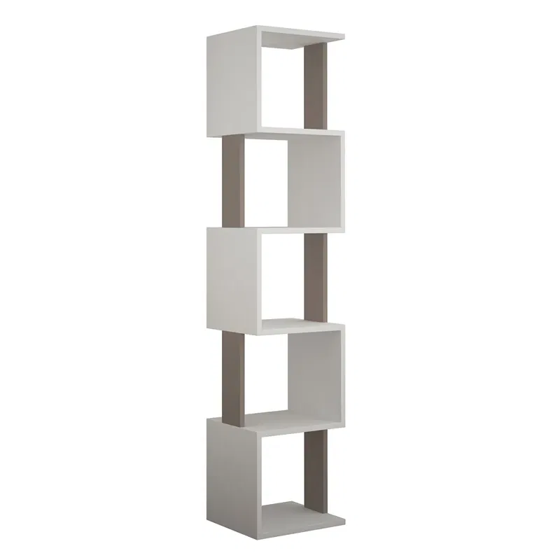 Biblioteca Piri, alba, cu rafturi si design compact, 161 cm [2]