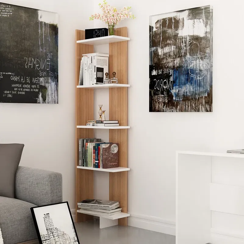 Biblioteca suspendata cu rafturi albe, design modern 45x170 cm [0]