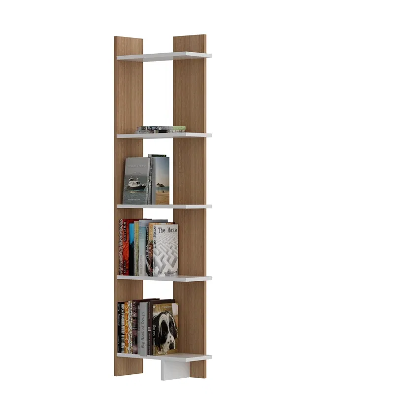 Biblioteca suspendata cu rafturi albe, design modern 45x170 cm [2]