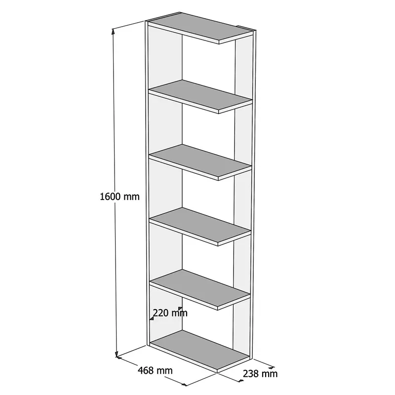 Biblioteca Tower nuc-alba, design modern, spatiu generos de depozitare [2]