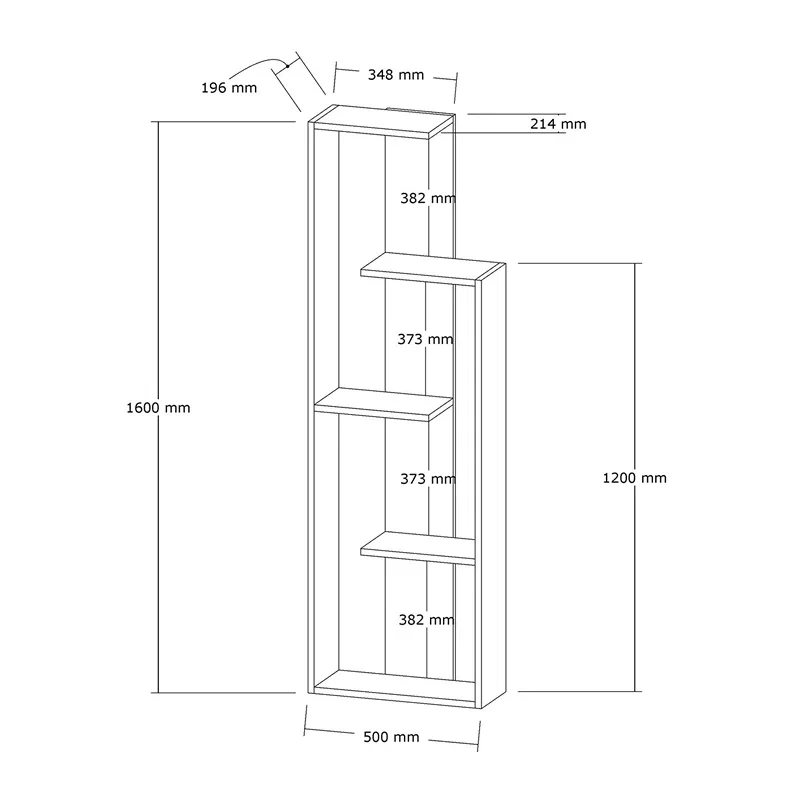 Biblioteca Wand, design modern, alb, compartimente multiple, 160 cm [5]