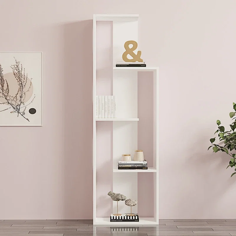 Biblioteca Wand, design modern, alb, compartimente multiple, 160 cm [0]