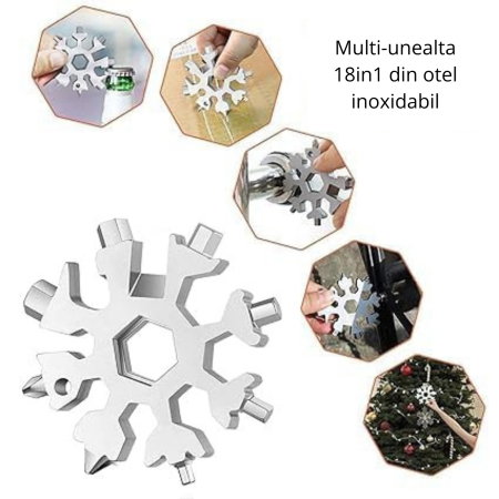 Breloc cheie multifunctionala, fulg de nea [2]