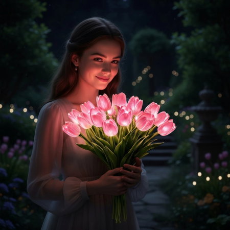 Buchet elegant 15 Lalele cu lumina LED [5]