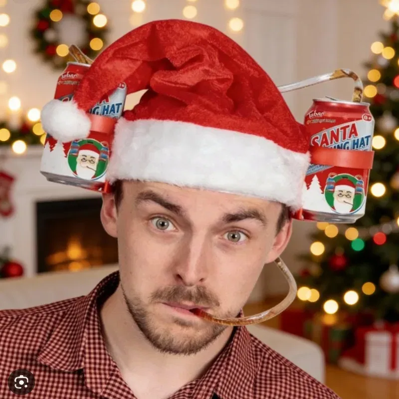 Cadouri Haioase - Caciula haioasa cu suport pentru bauturi, Mos Craciun