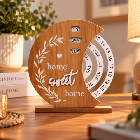 Calendar rotativ din lemn Home Sweet Home