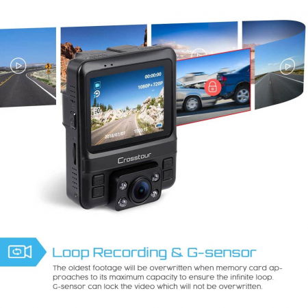 Camera auto DVR Dubla Crosstour CR750, Full HD, Bord si Interior, Night Vision, Mod parcare, Filmare in bucla [3]