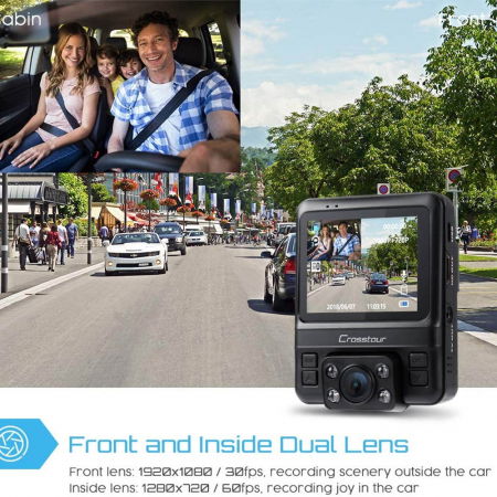 Camera auto DVR Dubla Crosstour CR750, Full HD, Bord si Interior, Night Vision, Mod parcare, Filmare in bucla [1]