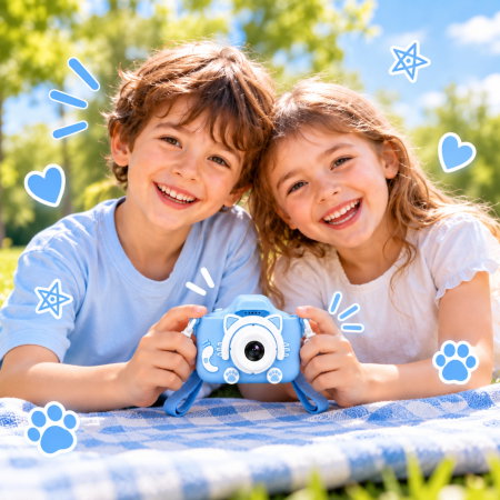 Camera foto pentru copii Smart Fun Albastru, 96 MP, Ecran 2.0 inch, 64 GB SD, 1080P HD [1]