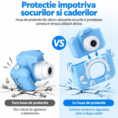 Camera foto pentru copii Smart Fun Albastru, 96 MP, Ecran 2.0 inch, 64 GB SD, 1080P HD [16]