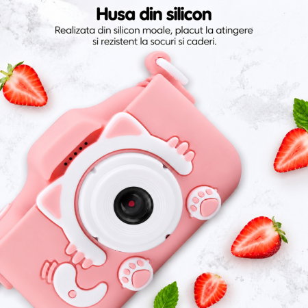 Camera foto pentru copii Smart Fun Roz, 96 MP, Ecran 2.0 inch, 64 GB SD, 1080P HD [8]