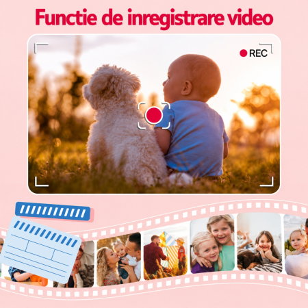 Camera foto pentru copii Smart Fun Roz, 96 MP, Ecran 2.0 inch, 64 GB SD, 1080P HD [2]