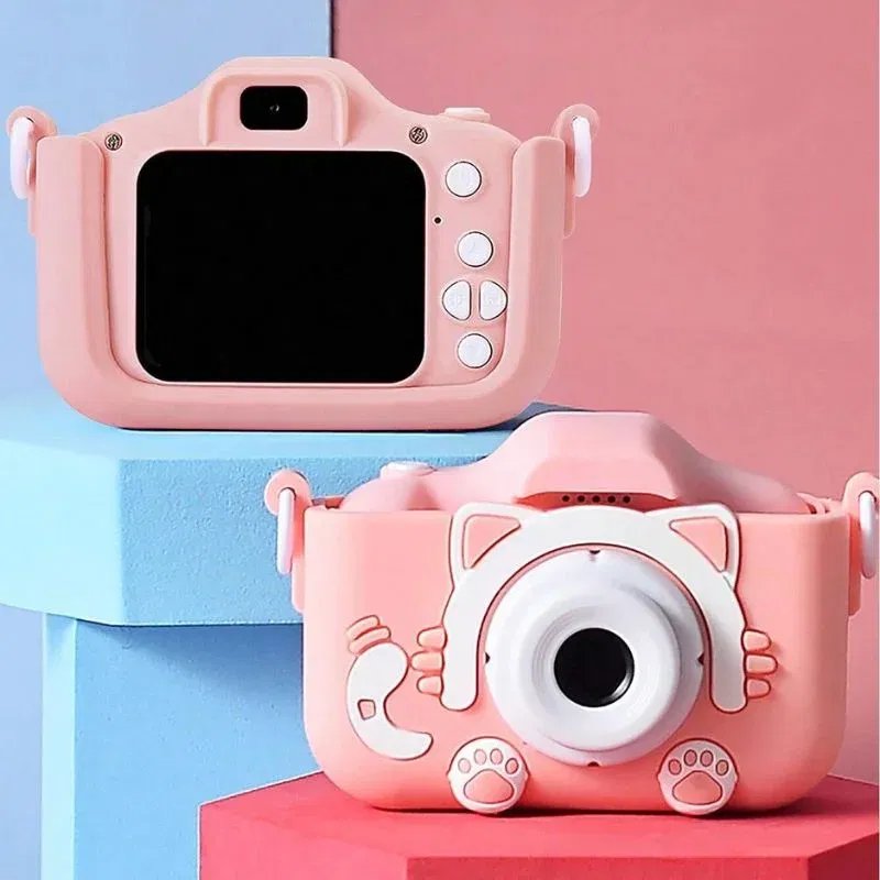 Cadouri Haioase - Camera foto pentru copii Smart Fun Roz, 96 MP, Ecran 2.0 inch, 64 GB SD, 1080P HD