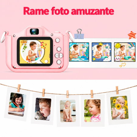 Camera foto pentru copii Smart Fun Roz, 96 MP, Ecran 2.0 inch, 64 GB SD, 1080P HD [4]